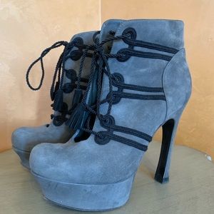 Yves Saint Laurent YSL suede platform booties